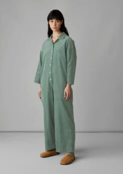 Wide Leg Organic Cord Jumpsuit | Sage -Falke Store LAOUS10 1 239fe3dd e10e 46ae b449 e1bc0b76a475