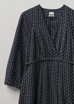 Polka Stripe Ikat Dress | Slate/Ecru -Falke Store LDRTW07 7