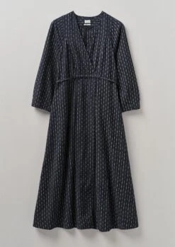 Polka Stripe Ikat Dress | Slate/Ecru