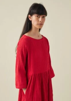 Freya Crinkle Cotton Dress | Poppy -Falke Store LDRTW16 3