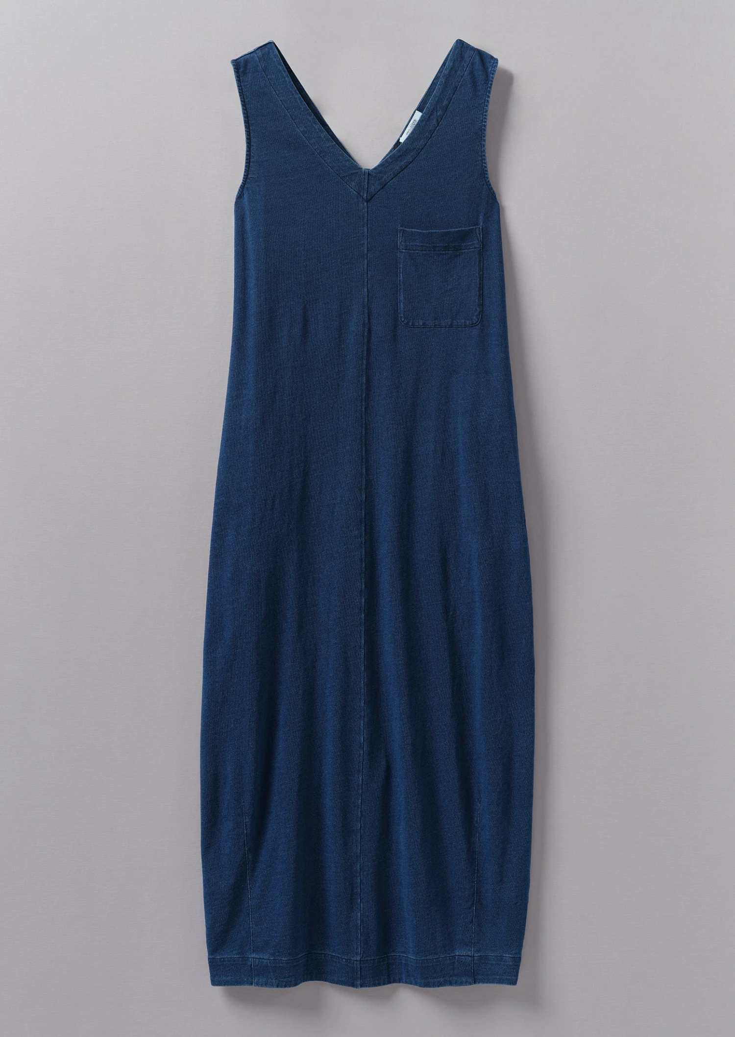 V-Neck Cotton Jersey Dress | Washed Indigo 3 V-Neck Cotton Jersey Dress | Washed Indigo