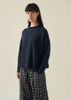 Loop Back Jersey Easy Sweater | Midnight -Falke Store LLTTS10 2 dc21b024 e914 4a31 b22e 078afc9384f7