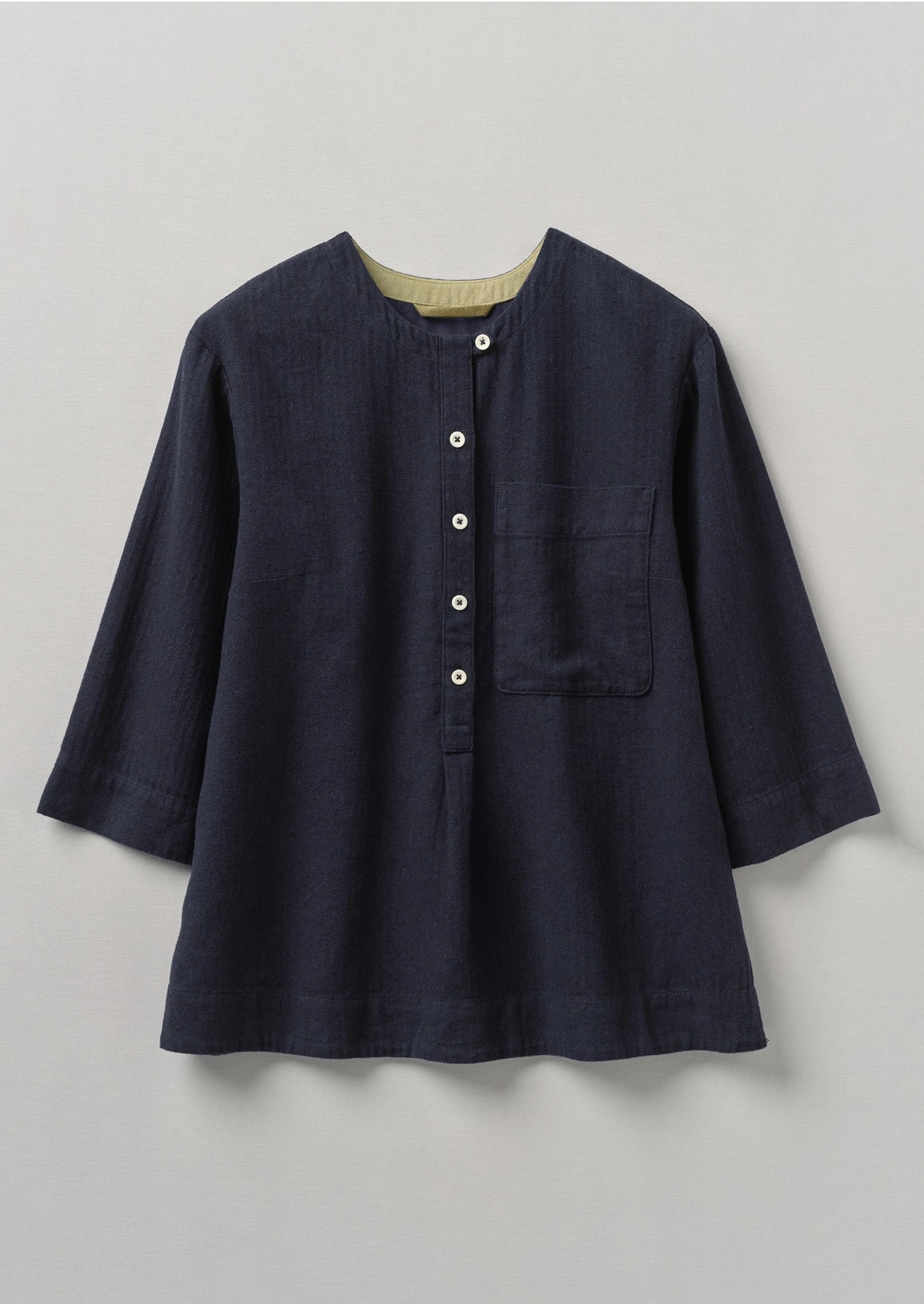 Brushed Cotton Linen Herringbone Shirt | Midnight 3 Brushed Cotton Linen Herringbone Shirt | Midnight