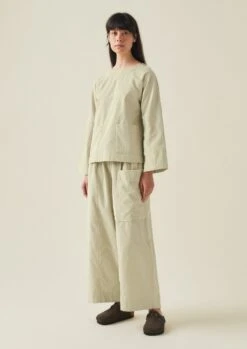 Button Shoulder Organic Cord Smock | Limestone -Falke Store LLTTW07 2