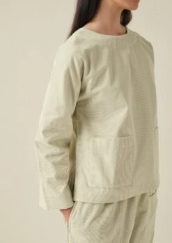 Button Shoulder Organic Cord Smock | Limestone -Falke Store LLTTW07 3