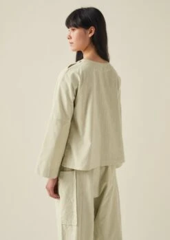 Button Shoulder Organic Cord Smock | Limestone -Falke Store LLTTW07 4