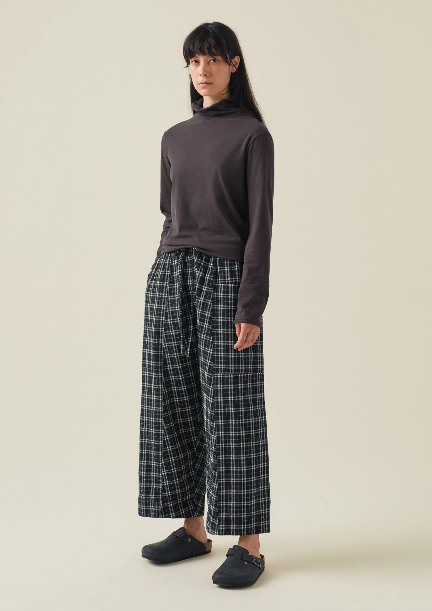 High Neck Soft Cotton Tee | Soft Charcoal 4 High Neck Soft Cotton Tee | Soft Charcoal - Image 2