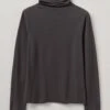 High Neck Soft Cotton Tee | Soft Charcoal -Falke Store LLTTW09 softcharcoal 0