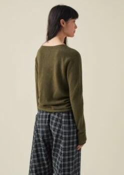 Wool Cashmere Neat Sweater | Olive -Falke Store LLTTW11 7