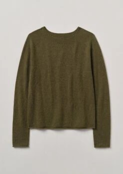 Wool Cashmere Neat Sweater | Olive
