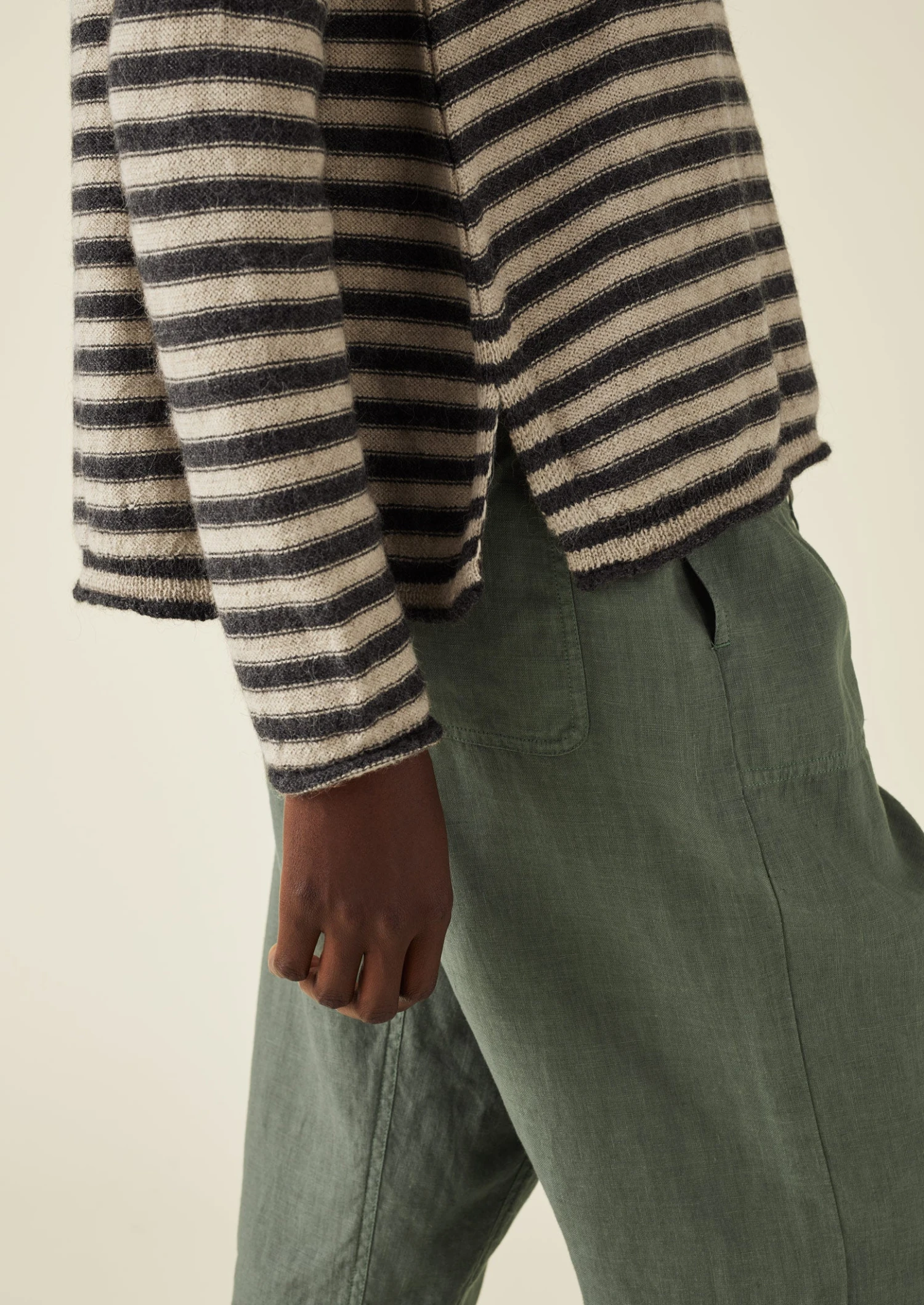 Stripe Alpaca Wool Sweater | Ecru/Charcoal 7 Stripe Alpaca Wool Sweater | Ecru/Charcoal - Image 5
