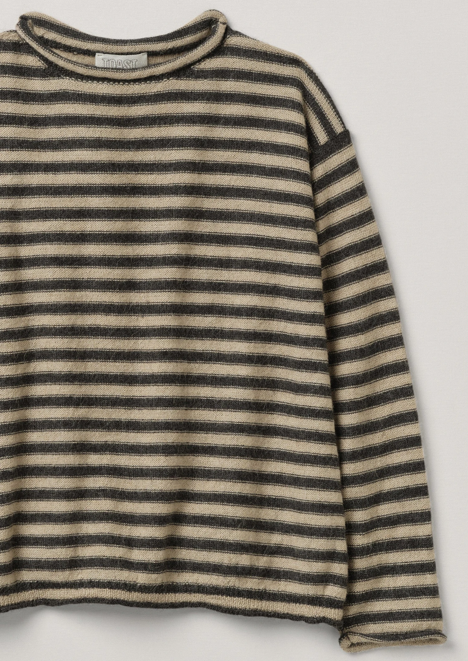 Stripe Alpaca Wool Sweater | Ecru/Charcoal 9 Stripe Alpaca Wool Sweater | Ecru/Charcoal - Image 7