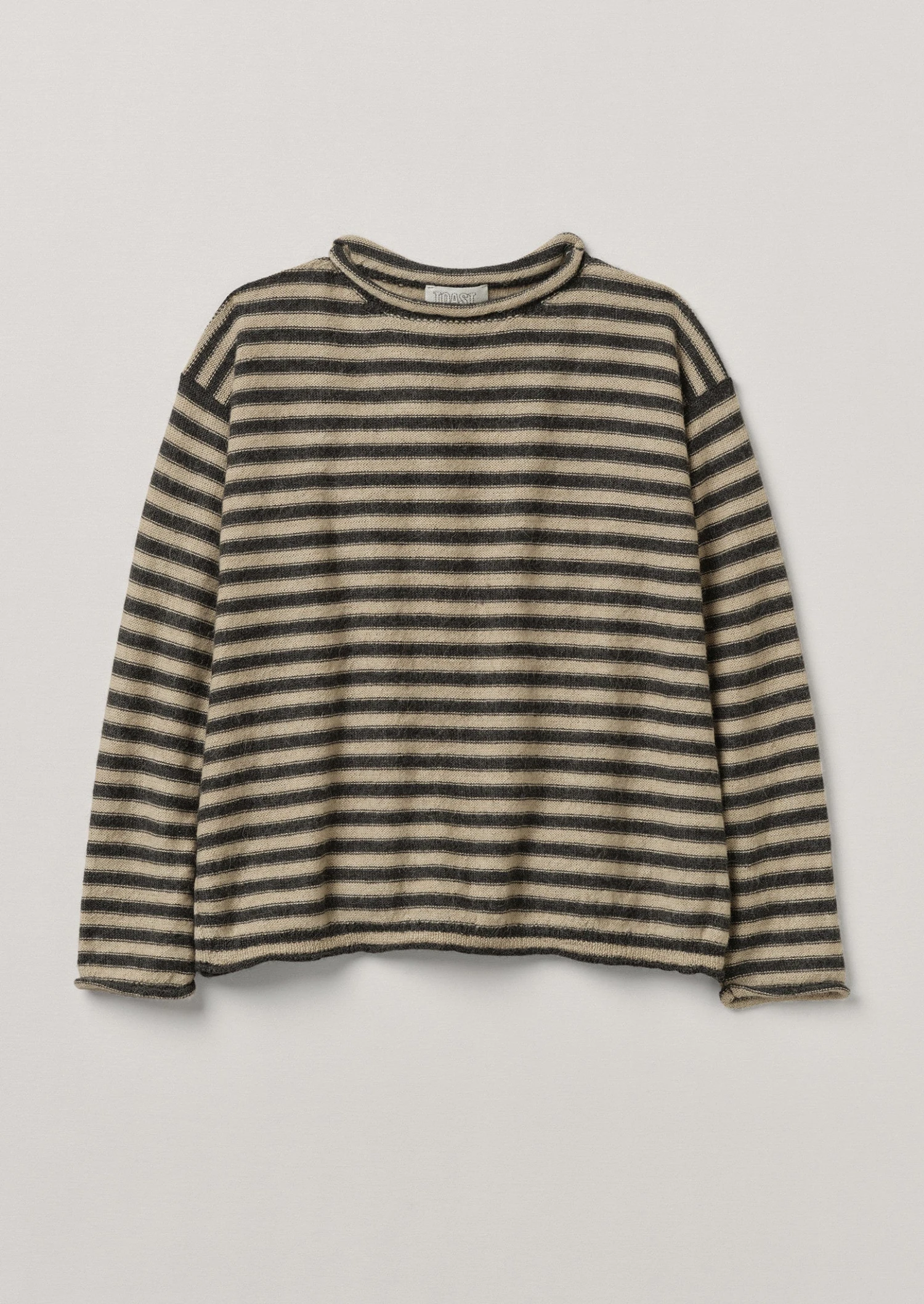 Stripe Alpaca Wool Sweater | Ecru/Charcoal 3 Stripe Alpaca Wool Sweater | Ecru/Charcoal
