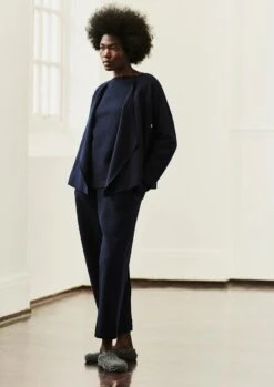 Boiled Wool Knitted Wrap Jacket | Navy 13 Boiled Wool Knitted Wrap Jacket | Navy -Falke Store LLTTW16 2