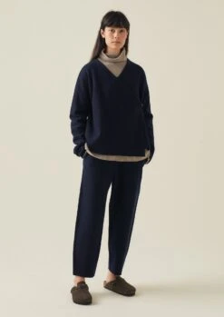 Boiled Wool Knitted Wrap Jacket | Navy 15 Boiled Wool Knitted Wrap Jacket | Navy -Falke Store LLTTW16 4