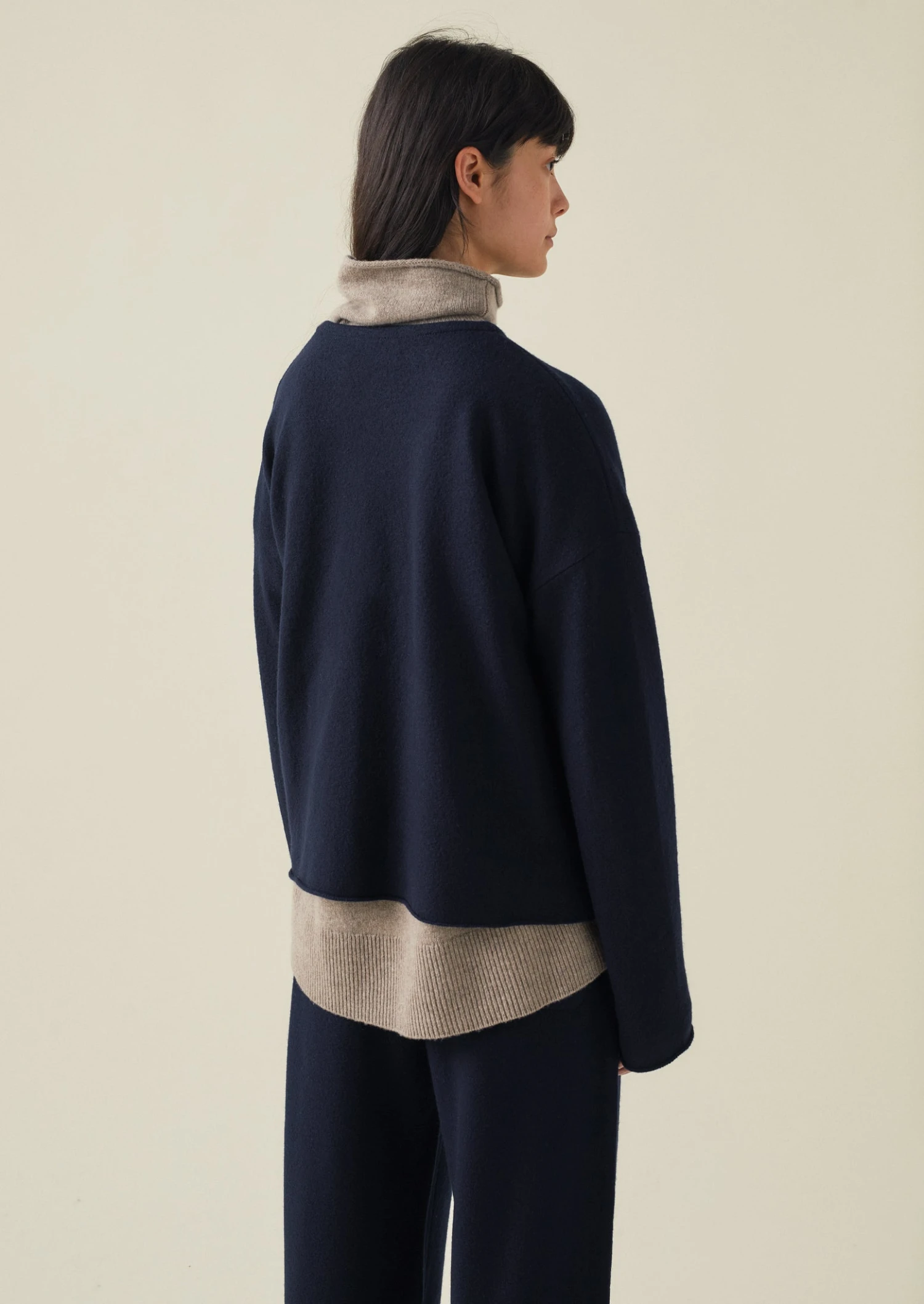 Boiled Wool Knitted Wrap Jacket | Navy 10 Boiled Wool Knitted Wrap Jacket | Navy - Image 8