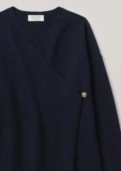 Boiled Wool Knitted Wrap Jacket | Navy 19 Boiled Wool Knitted Wrap Jacket | Navy -Falke Store LLTTW16 8