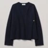 Boiled Wool Knitted Wrap Jacket | Navy -Falke Store LLTTW16 navy 0