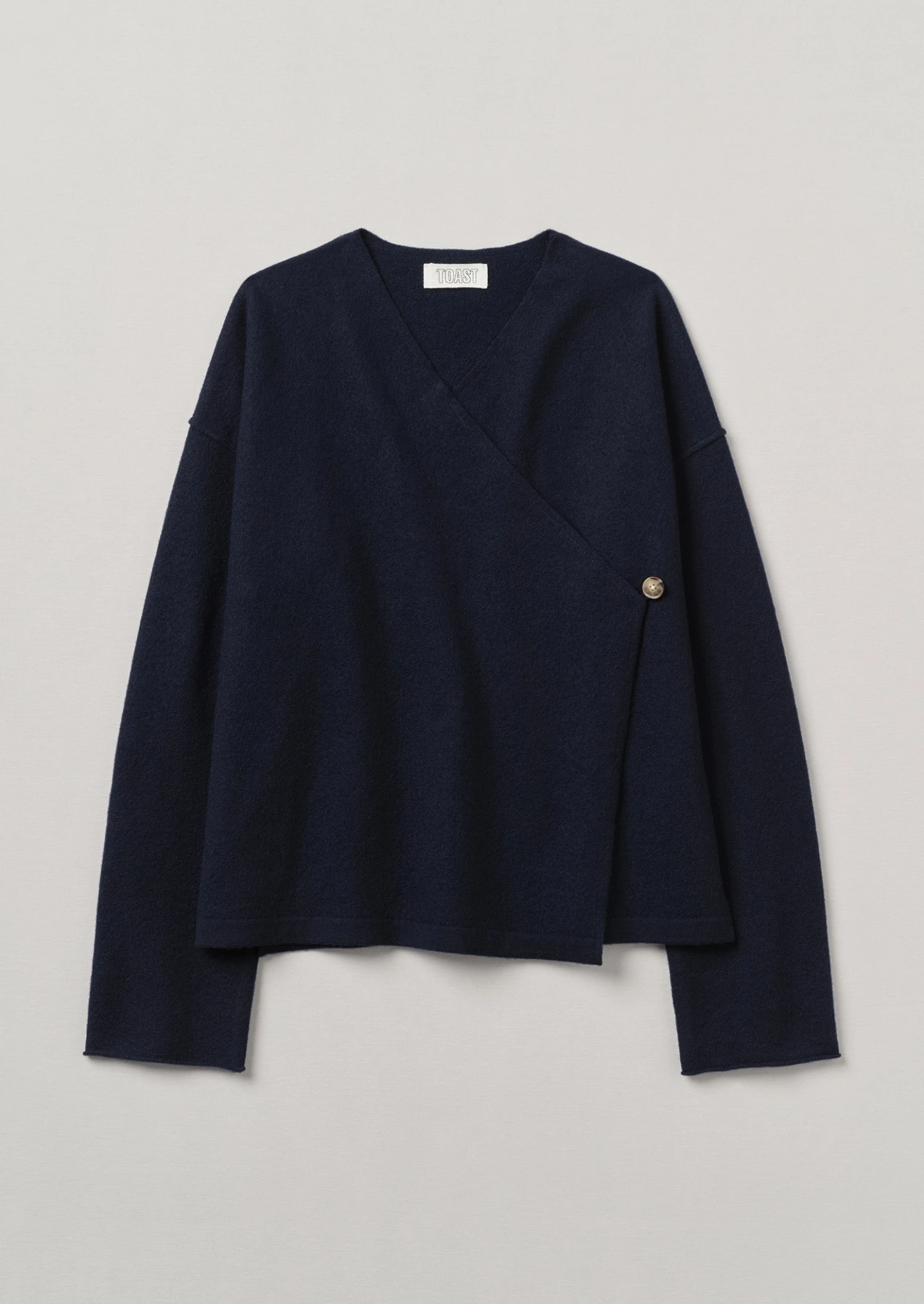 Boiled Wool Knitted Wrap Jacket | Navy 3 Boiled Wool Knitted Wrap Jacket | Navy