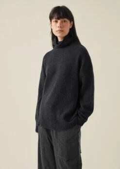 Roll Neck Wool Cashmere Sweater | Charcoal -Falke Store LLTTW17 8copy