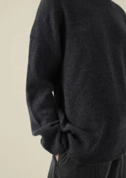 Roll Neck Wool Cashmere Sweater | Charcoal -Falke Store LLTTW17 9copy