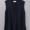 V-Neck Linen Cotton Knitted Tank | Dark Navy -Falke Store LLTUS04 darknavy 0