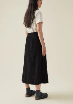 Crinkle Cotton Skirt | Black -Falke Store LSKTW03 4