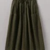 Crinkle Organic Cotton Patch Pocket Skirt | Darkest Olive -Falke Store LSKUS02 darkestolive 0