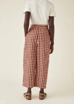 Gingham Linen Patch Pocket Trousers | Blush -Falke Store LTRTS08 4