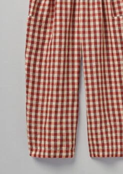 Gingham Linen Patch Pocket Trousers | Blush -Falke Store LTRTS08 D1