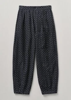 Polka Stripe Ikat Fisherman Trousers | Slate/Ecru
