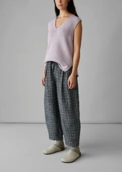 Asawa Check Linen Trousers | Charcoal -Falke Store LTRUS07 3