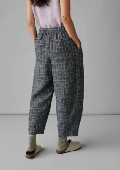 Asawa Check Linen Trousers | Charcoal -Falke Store LTRUS07 4