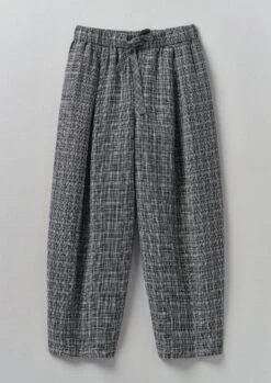 Asawa Check Linen Trousers | Charcoal