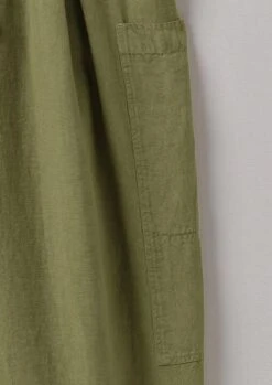 Side Pocket Garment Dyed Linen Trousers | Olive Oil -Falke Store LTRUS17 4