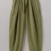 Side Pocket Garment Dyed Linen Trousers | Olive Oil -Falke Store LTRUS17 olive 0