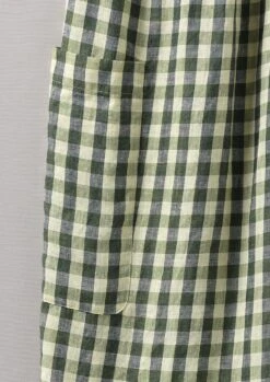 Gingham Linen Patch Pocket Trousers | Garden Green -Falke Store LTRUS19 5