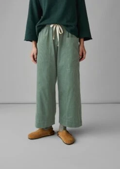 Organic Cord Pull On Trousers | Sage -Falke Store LTRUS20 2