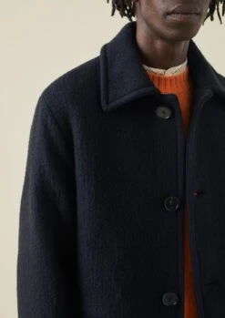 Single Breasted Car Coat | Indigo -Falke Store MCOTW03 3