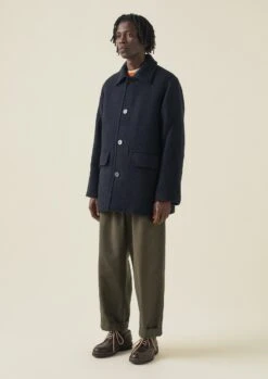 Single Breasted Car Coat | Indigo -Falke Store MCOTW03 4