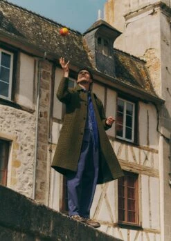 Houndstooth Wool Raglan Coat | Mustard/Multi -Falke Store MCOTW04 2