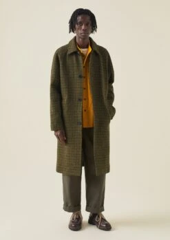 Houndstooth Wool Raglan Coat | Mustard/Multi -Falke Store MCOTW04 3