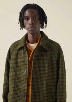 Houndstooth Wool Raglan Coat | Mustard/Multi -Falke Store MCOTW04 4