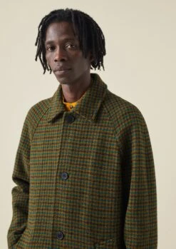 Houndstooth Wool Raglan Coat | Mustard/Multi -Falke Store MCOTW04 7