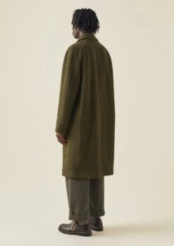Houndstooth Wool Raglan Coat | Mustard/Multi -Falke Store MCOTW04 8