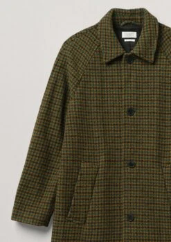Houndstooth Wool Raglan Coat | Mustard/Multi -Falke Store MCOTW04 9