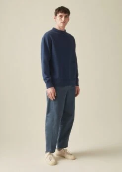 Garment Dyed Organic Jersey Sweatshirt | Dark Indigo -Falke Store MJESW06 1 fea8d2eb 39e6 46fe adf0 5bf998f82a2e