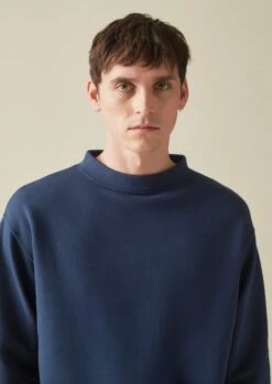 Garment Dyed Organic Jersey Sweatshirt | Dark Indigo -Falke Store MJESW06 2 549c6718 f8d2 4c14 8e8d 01b83390fb32