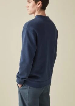 Garment Dyed Organic Jersey Sweatshirt | Dark Indigo -Falke Store MJESW06 4