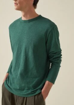 Frank Cotton Long Sleeve Tee | Green Slate -Falke Store MJETW09 5